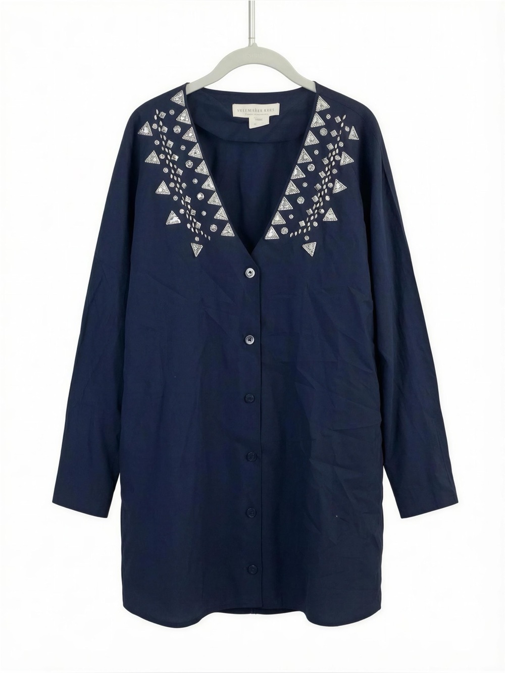 Women’s Embellished V-NeckBlack Button-Front Dress  NWT Size Large